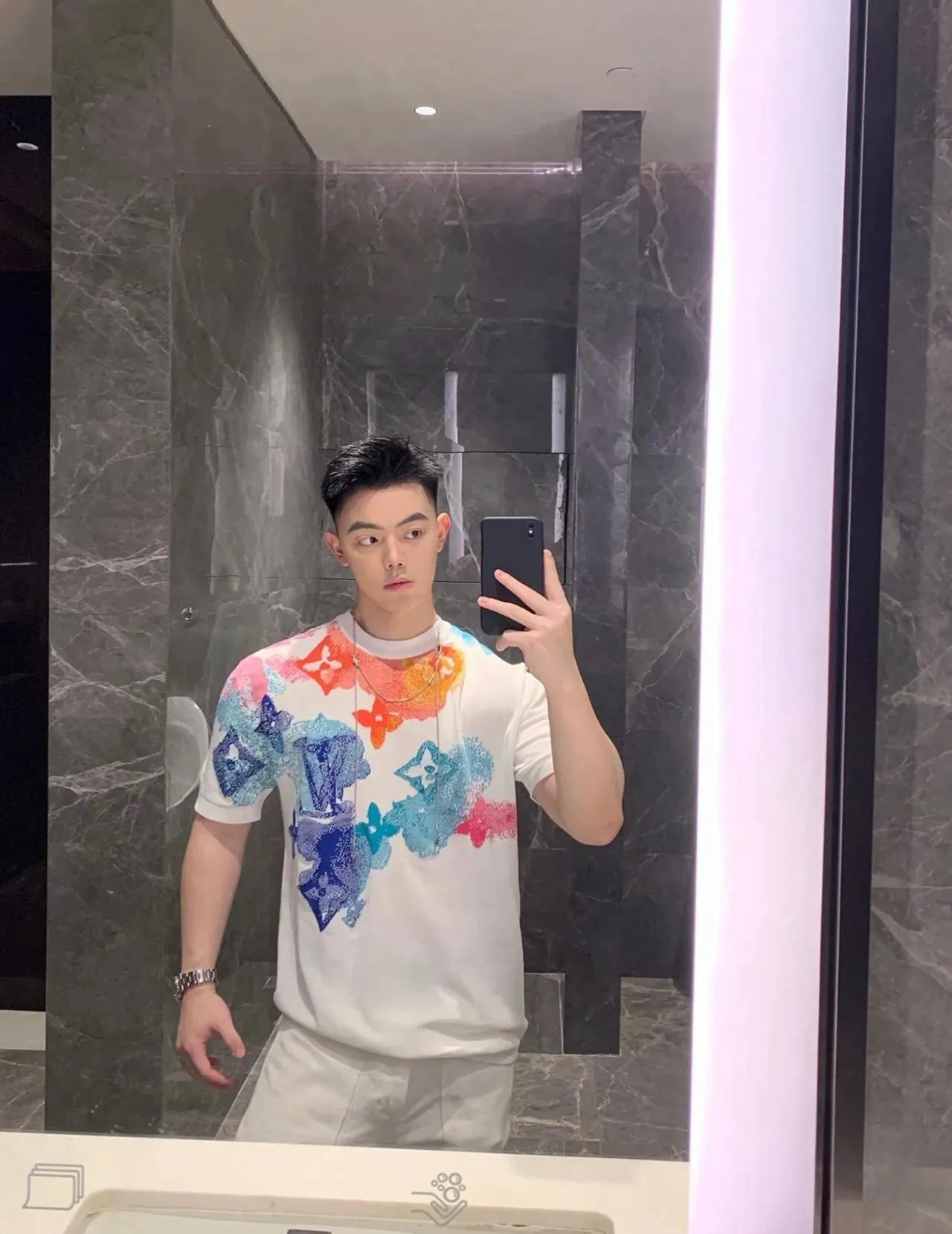 Louis Vuitton/Louis Vuitton ink painted smudged short sleeves